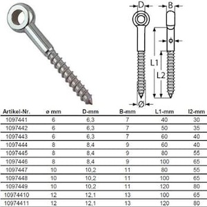 Tornillo de madera con rosca para madera 6 x 40mm - Product Image 1