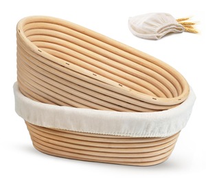Oval Wooden <b>Bread</b> Proofing <b>Basket</b> With Liner Reusable Rattan Banneton <b>Bread</b> <b>Basket</b> For Artisan <b>Bread</b> Making - Product Image 5