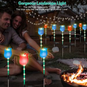 2 luces solares para jardín con forma de molino de viento, impermeables, con diseño de tulipán, para paisajismo - Product Image 3