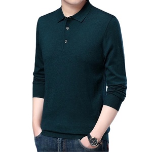 เสื้อสเวตเตอร์แบบสวมหัวคอปกสีพื้นผ้าวูลแขนยาวของผู้ชายเสื้อซับในแบบคลาสสิกสำหรับฤดูใบไม้ร่วง - Product Image 3