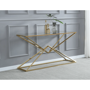Luxury Stainless Steel <b>Console</b> <b>Table</b> with Tempered <b>Glass</b> Top Modern Entryway Hallway <b>Table</b> Contemporary Furniture - Product Image 5