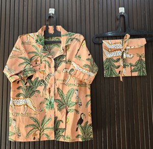 Conjunto de Pijama de Manga Corta de Algodón con Estampado Animal para Mujer, Ropa de Dormir Informal de Verano con Cierre de Botones - Product Image 2