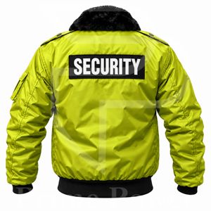 Chaqueta de uniforme de seguridad de invierno para guardias profesionales con cuello de piel cálido, ropa de trabajo resistente, proveedor OEM para fábrica - Product Image 3
