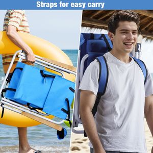 Set di 2 Sedie da Spiaggia Pieghevoli per Adulti, Design Portatile a 4 Posizioni con Poggiatesta e Portabicchieri per Parco e Campeggio - Product Image 4
