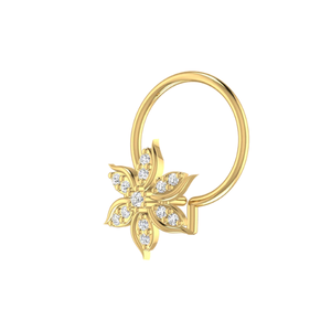 Ajretail – Piercing de nez en or 14 carats avec diamant naturel de 0,03 carat, certifié GIA, couleur HI, clarté VS-SI, motif floral ethnique - Product Image 4