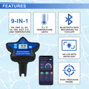 เครื่องวัดคุณภาพน้ำไฮโดรโปนิกส์ Tuya WiFi 9 in 1 วัดค่า pH EC CF TDS ความเค็ม ORP ความแม่นยำสูง สำหรับวิเคราะห์น้ำ OEM - Product Image 3