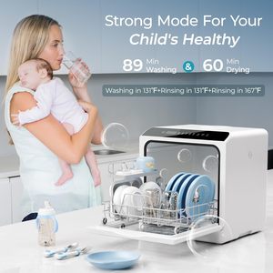 Mini lave-vaisselle de comptoir avec réservoir d'eau intégré de 5 L et 6 modes de lavage - Product Image 4