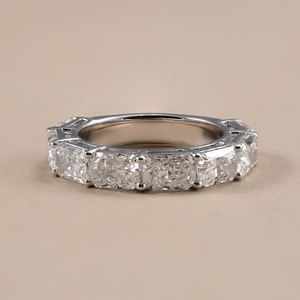 Elegant Stackable Band Radiant Cut Moissanite Half <b>Eternity</b> Band <b>Ring</b> 925 <b>Silver</b> Fine Gift For Anniversary Party Charms - Product Image 1