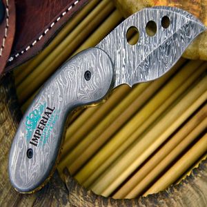 Couteau de chasse en acier de Damas, lame en forme de pied de mouton avec incrustation d'ormeau, manche personnalisé, fabriqué sur mesure pour une utilisation en extérieur - Product Image 2