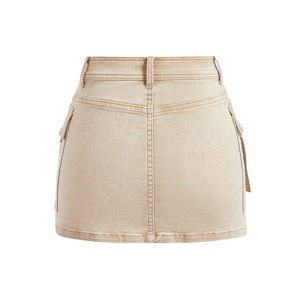 Jupe mini plissée décontractée en denim tricoté taille empire pour femme, bleu clair, respirante, antistatique, écologique, Sapeemo, collection 2026 - Product Image 2