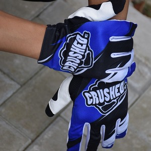 Gants de course intégraux unisexes bleus, noirs et blancs à impression par sublimation, respirants, antidérapants, avec fermeture auto-agrippante pour motocross et activités de plein air - Product Image 1