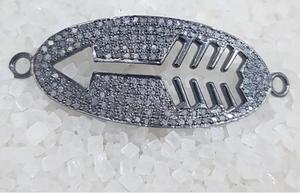 Connecteur Flèche Pavé de Diamants Plaqué Argent 925, Taille 48x18MM, pour Fabrication de Bracelets, Mariage, Fiançailles, Boîte - Product Image 4