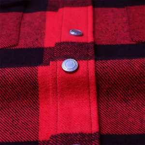 Men's Red Black <b>Plaid</b> Flannel <b>Shirt</b> Long Sleeve Casual Turn-down Collar Single Button 100% Cotton Knitted Fabric 140g Spring - Product Image 5
