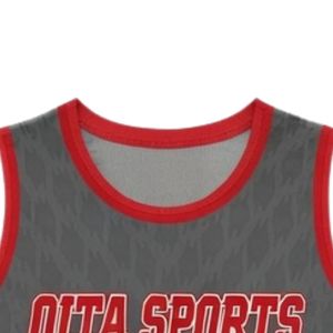 Unisex Gray Red Lacrosse Tank Jersey Polyester <b>Athletic</b> Fit Lightweight Sports Uniform Team Training Apparel - Product Image 3