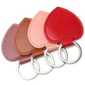 Porte-clés en cuir véritable souple, écologique, durable, avec logo imprimé UV, en forme de cœur, pour le Nouvel An - Product Image 1