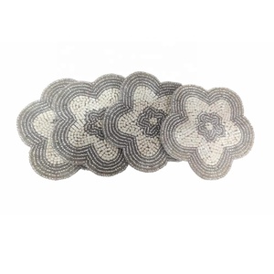 Flower Beaded Coaster Set of 4 Tea <b>Coffee</b> Mugs Dining <b>Table</b> Coaster Handmade Beaded Coaster use Home & Office <b>Table</b> Coaster - Product Image 5