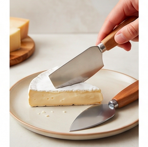 Juego de cuchillos para queso de acero inoxidable con mangos de madera, elegantes utensilios para servir, aptos para lavavajillas, para utensilios de cocina, camping y comedor - Product Image 6
