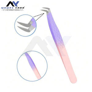 Pinzas de Acero Inoxidable con Puntas de Fibra en Degradado Rosa y Morado, Agarre Fuerte, para Extensiones de Pestañas, Color Morado Personalizable - Product Image 2