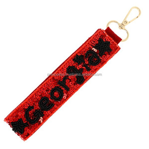 State Name Sequin Keychain Custom Beaded Embroidered Eco-Friendly Lightweight Adjustable Fashion Bag Charm Souvenir Gift - Product Image 3
