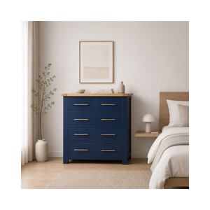 Commode de chambre à coucher au design minimaliste moderne, armoire haute en bois avec 5 tiroirs, meubles de chambre à coucher provenant d'un fournisseur vietnamien - Product Image 1
