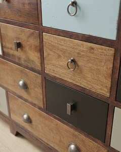 Modern Multi Color Mango Wood <b>Storage</b> Cabinet with 2 Drawers and Shaker Doors for Home Living Room Furniture - Product Image 4