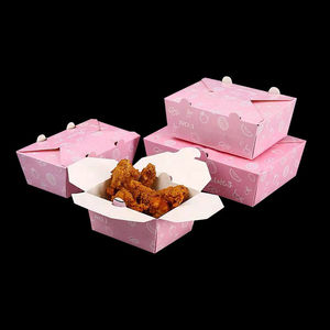 Pink Rectangle Paperboard Self Erecting <b>Boxes</b> with Fruit Pattern for Food Packaging Disposable Takeaway Containers - Product Image 1