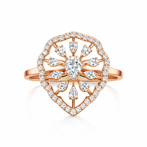 14KT Rose Gold Pear Shape Diamond Floral Halo <b>Ring</b> for Women Vintage <b>Statement</b> Wedding Party Fine Jewelry High Polish Gift - Product Image 1