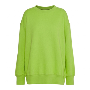Sweat-shirt à col rond surdimensionné pour femme, rose uni, en coton tricoté respirant, style décontracté d'automne - Product Image 5