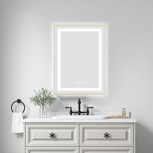 Specchio da Bagno a LED da Parete 24 x 30 Pollici con Cornice in Alluminio, Retroilluminazione e Illuminazione Frontale, Anti-Appannamento, Memoria, 3 Funzioni Specchio Vanity - Product Image 2
