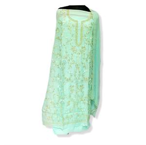 ชุดสูทผ้าไหมสำหรับผู้หญิงทรงเข้ารูป แห้งเร็ว ปักลายด้วยมือ สไตล์งานเลี้ยงแบบดั้งเดิม โดดเด่นด้วยแฟชั่นอินเดีย-ปากีสถาน สวยสง่า - Product Image 3