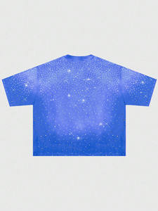 Camiseta de lujo con pedrería para hombre, estilo urbano, oversize, brillante, de manga corta, cuello redondo, OEM - Product Image 4