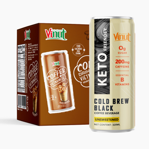 Bebida de Café Keto, Arábica y Robusta, Lata de Aluminio de 320 ml, Baja en Calorías, Pura y Natural, VINUT para Venta al por Mayor, OEM, ODM, Marca Privada - Product Image 1