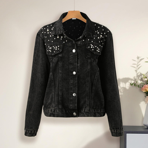 Best Selling Breathable and Comfortable Jeans <b>Jackets</b> / Fashion High Quality Washed Vintage Men's Denim <b>Rhinestone</b> <b>Jacket</b> - Product Image 3
