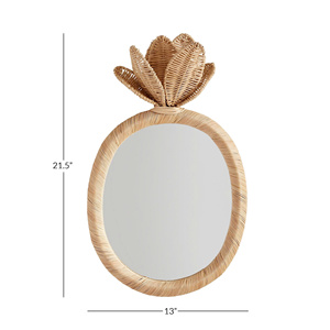 Best choice Hot Trend Sustainable Natural Wicker Pineapple Shaped Hanging <b>Mirror</b> Unique Design For Bedroom Decor - Product Image 3