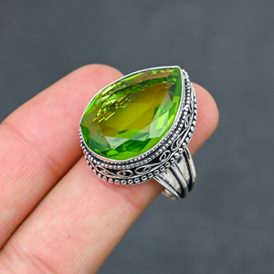 Gorgeous Hot Selling Trendy Modern GREEN <b>PERIDOT</b> Gemstone <b>Ring</b> Solid 925 Sterling Silver Handmade Jewelry Wholesale Factory - Product Image 1