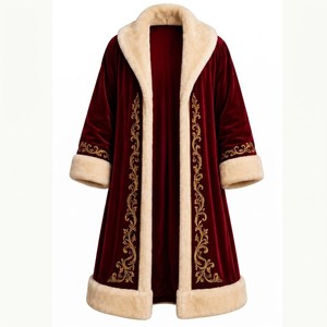 Costume de Père Noël en velours rouge avec bordure en fourrure blanche, chapeau et barbe, pour homme adulte, accessoires de fête de Noël - Product Image 4