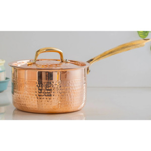 Casserole en cuivre de qualité supérieure, capacité 1-2L, design minimaliste portable pour cuisinières à gaz et à induction - Product Image 4