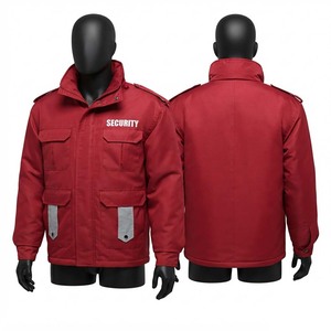 <b>Men</b> Security <b>Jacket</b> 240 GSM Water Resistant Polyester Oxford Fabric Red Uniform <b>Jacket</b> <b>Utility</b> Pockets Custom Embroidery - Product Image 1