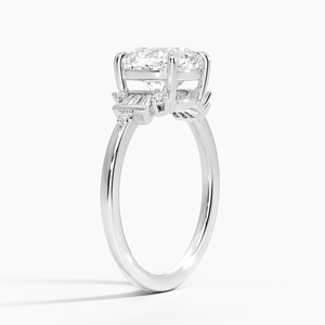 Anillo de Regalo Nupcial Elegante con Diamantes de Moissanita en Forma de Cojín con Engaste de Cuatro Puntas y Borde de Plata Pura con Formas Mixtas - Product Image 2