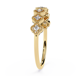 แหวนเพชรทรงกลมแบบเรียงซ้อนสำหรับผู้หญิง ทองคำแท้ 14k เหมาะสำหรับเป็นของขวัญในโอกาสหมั้น วันครบรอบแต่งงาน - Product Image 4