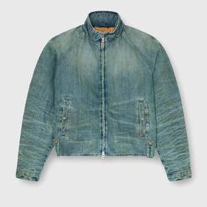 Chaqueta vaquera para hombre al por mayor, OEM personalizada, efecto desgastado, abrigo de algodón vaquero, chaquetas vintage lavadas de talla grande - Product Image 1
