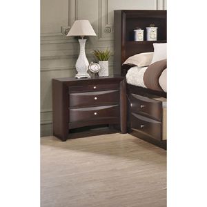 Comodino Contemporaneo a 2 Cassetti in Legno Massello con Finitura Marrone, Vassoio Portagioie, 1 Pezzo, Tavolino da Comodino - Product Image 1