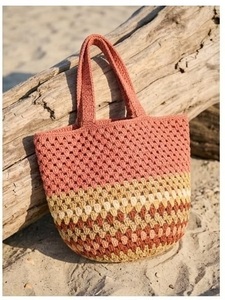 Sac fourre-tout vintage au crochet avec broderie, couleur unie, ouverture supérieure, doublure en coton, sac à main d'été pour femme - Product Image 3