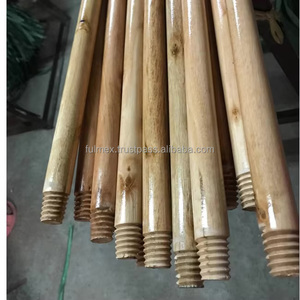 ไม้กวาดไม้ธรรมชาติพร้อมหัวไม้กวาด PVC แปรงทำความสะอาดบ้านในสวนเคลือบเงา - Product Image 2