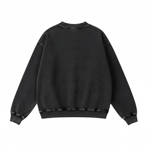 เสื้อสเวตเชิ้ตวินเทจสไตล์ยูนีค ล้างสีแบบแอซิดวอช ผู้ชาย ผ้าฝ้าย สตรีทแวร์ลำลอง คอกลม รับผลิตตามแบบ OEM แบรนด์ส่วนตัว - Product Image 4