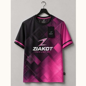 T-shirt de performance personnalisé noir et rose avec motif 3D effet gouttelettes et éclaboussures, idéal pour l'industrie de la mode en gros - Product Image 5