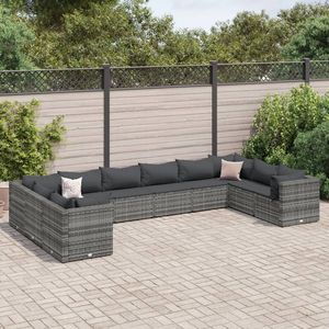 Ensemble de salon de jardin en rotin PE gris avec structure en acier thermolaqué - Product Image 1