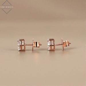 Hexagon Step Cut Diamond <b>Stud</b> <b>Earrings</b> Rose Gold Solitaire Bridal Wedding Jewelry Gift Supplier For Women Luxury <b>Fine</b> Jewelry - Product Image 3