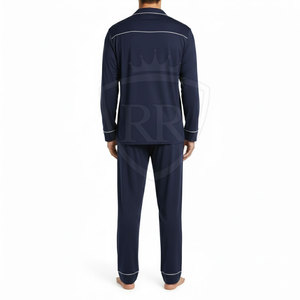 Premium Quality Casual Breathable Long Sleeve 2-Piece Men's Night Wear <b>Suit</b> 100% Silk Loungewear for Daily Sleepwear All Seasons - Product Image 6