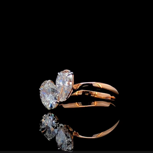 Anillo de Diamantes Cultivados en Laboratorio Toi Et Moi de 2.00 CTW, Oro Sólido de 14K, Corte Pera y Ovalado, Certificado IGI - Product Image 1